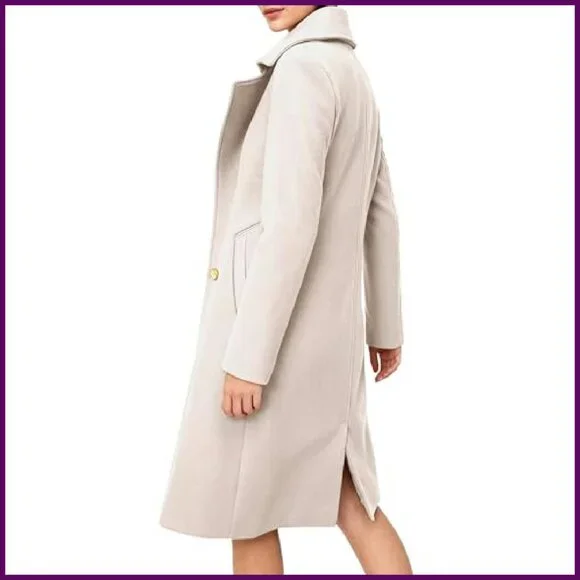 Women's Double-Breasted Peacoat, Notch Lapel, Slim Fit, Over-Knee Length